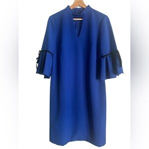 Julia Jordan High Neck Bell Sleeve Dress with Velvet Bows EUC